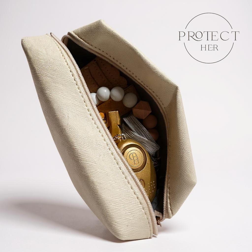 Beige safety bundle case featuring 'PROTECT HER