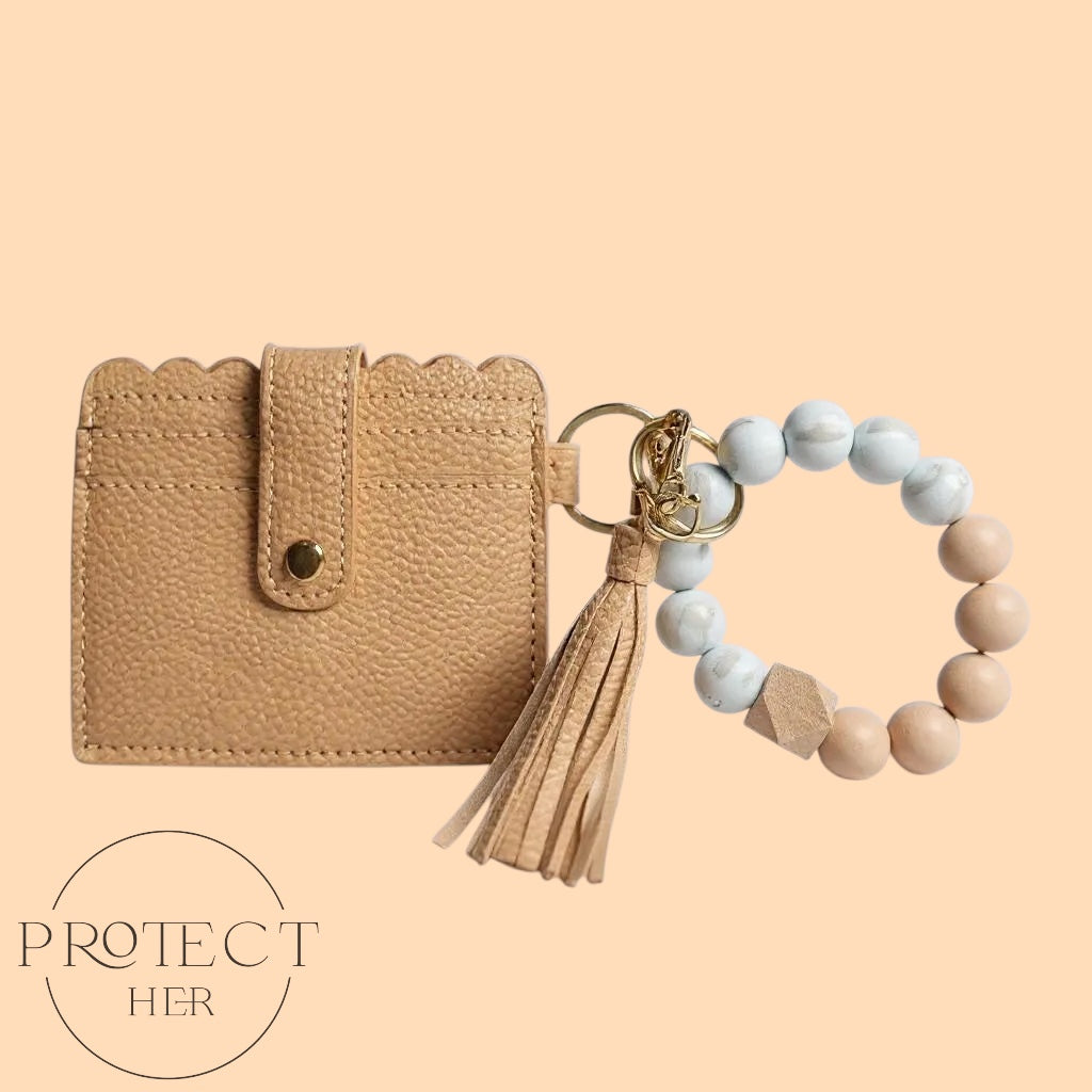 Beige wallet with keychain Protect Her