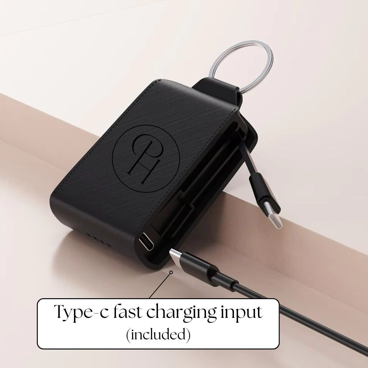 Black charging adapter with Type-C fast charging input portable